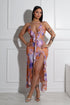 Everest Mesh Printed Ruffle Maxi Dress